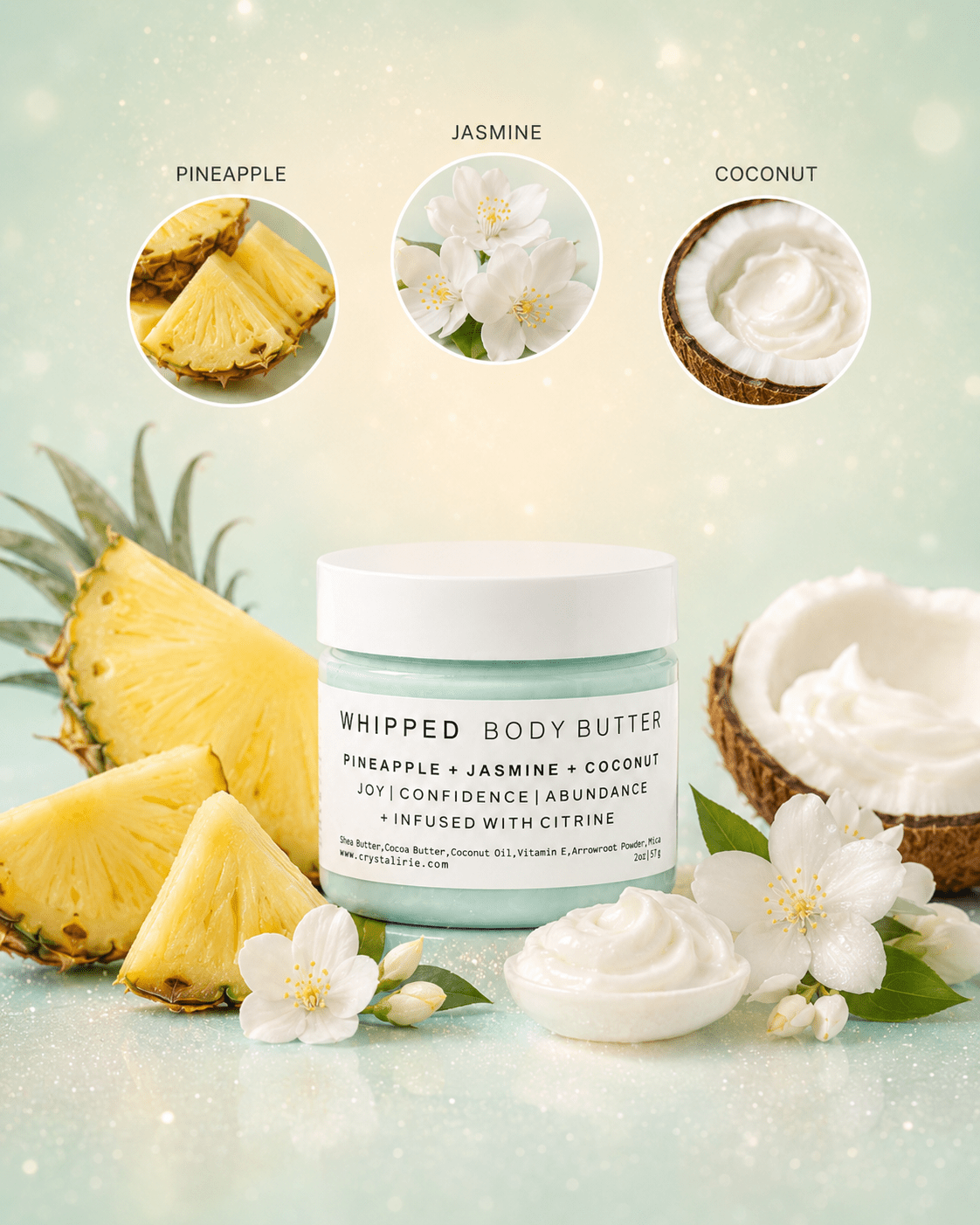 Pineapple + Jasmine + Coconut Shimmer Body Butter - Crystal Irie